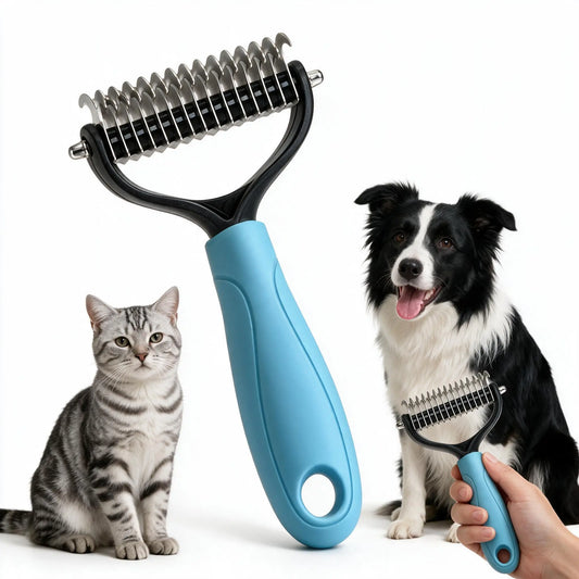 Maxpower Planet Dog Grooming Rake, Deshedding Undercoat Brush, Dogs & Cats | Blue Deshedding & Dematting, Extra-Wide Double-Sided Comb, Long-Haired Coats, Reduces Shedding, Original Design